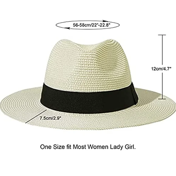 Womens Straw Hat Panama Roll up Fedora Sun hat